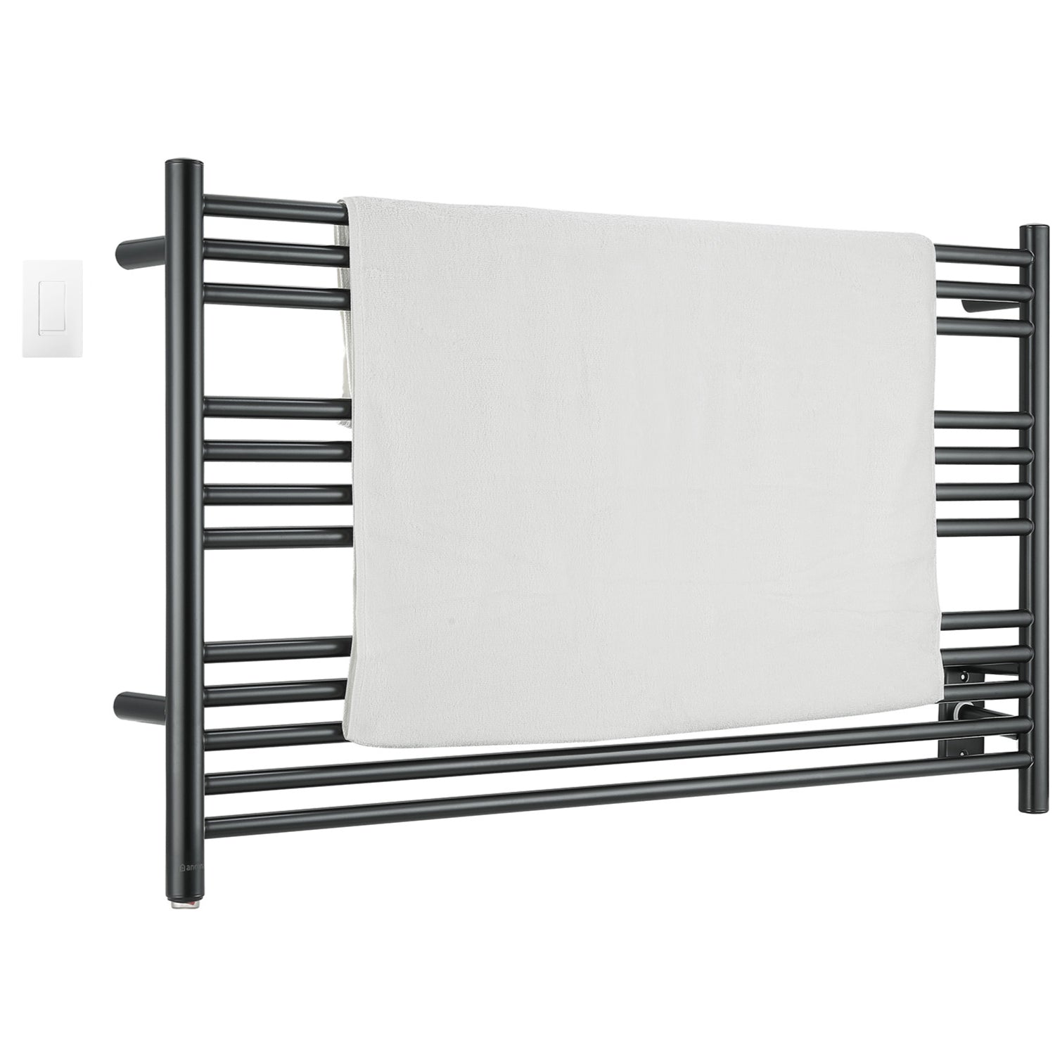 Ancona Amplia Dual 12-Bar Hardwired and Plug-in Towel Warmer in Matte Black with WiFi Timer