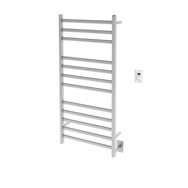 Prima Dual XL 12-Bar Hardwired and Plug-in Towel Warmer in Brushed Stainless Steel with Timer