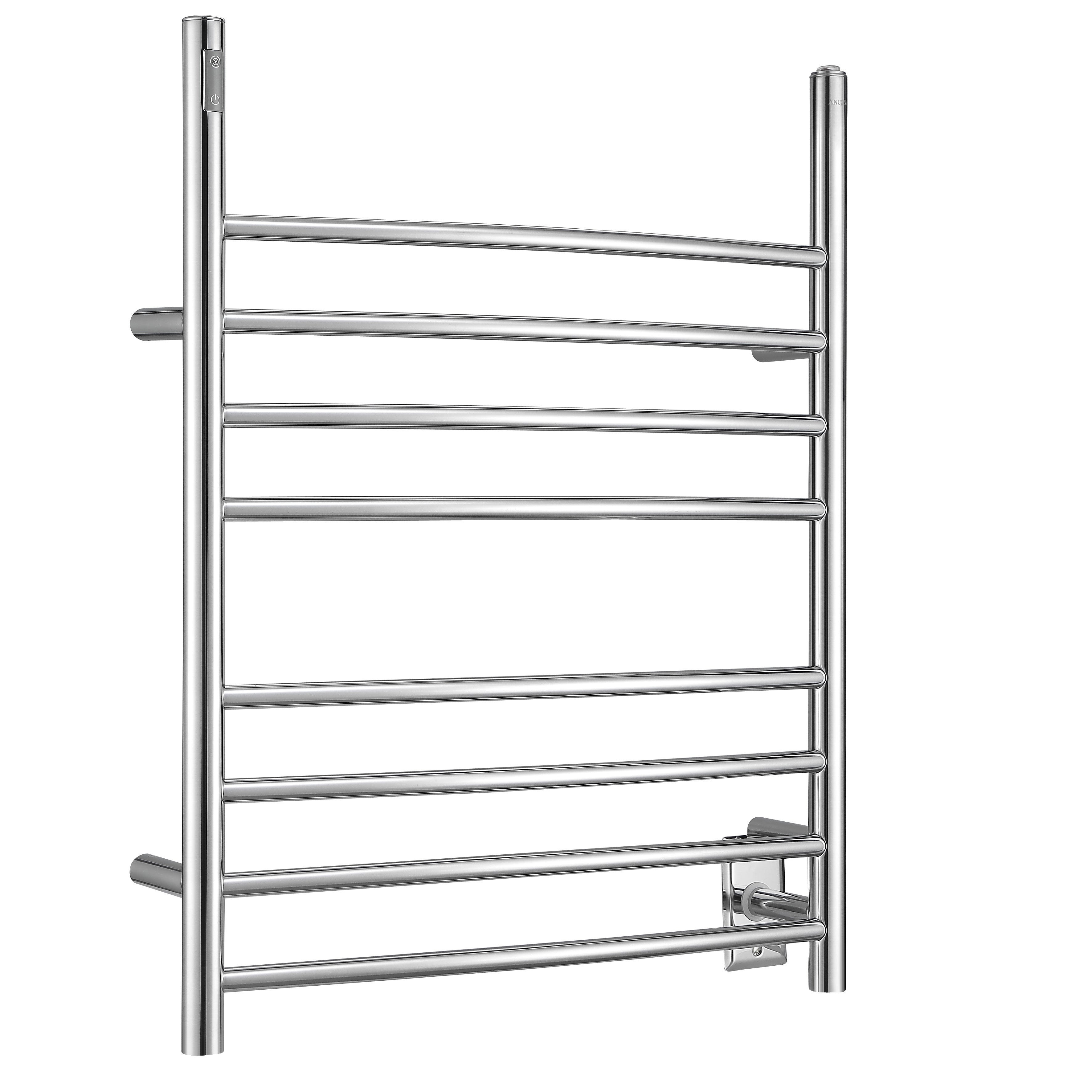 Imperia OBT 3 in 1, 8-Bar Towel Warmer with Integrated On-Board Timer in Polished Stainless Steel