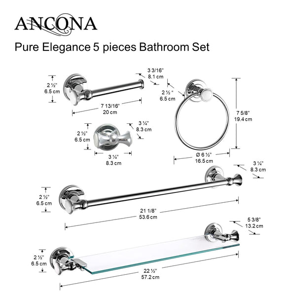 Ensemble 5 accessoires Pure Elegance pour salle de bain