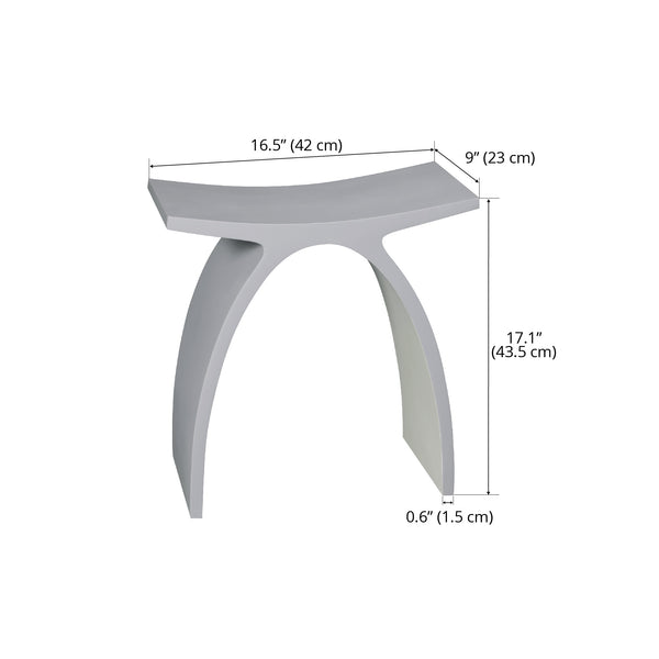 Ancona 17” Pure Acrylic Stone Bathroom Shower Bench in Matte Grey