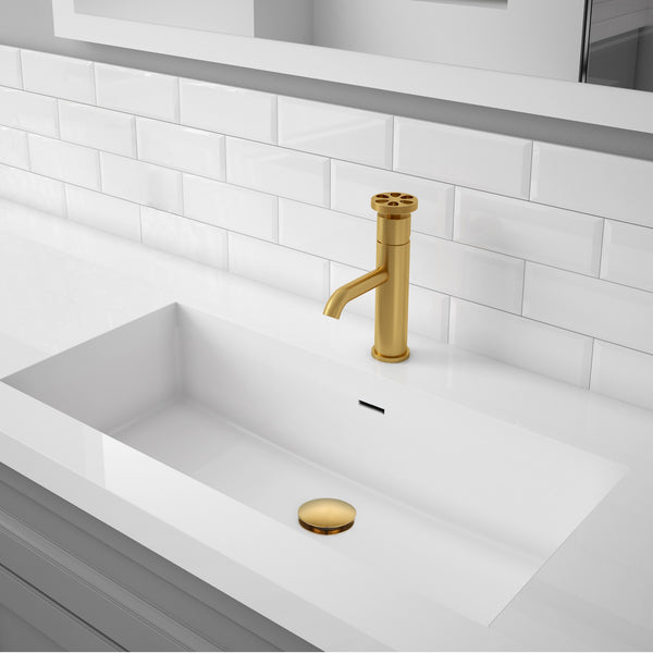 Ancona Bathroom Sink Pop-Up Drain with Overflow in Brushed Titanium Gold