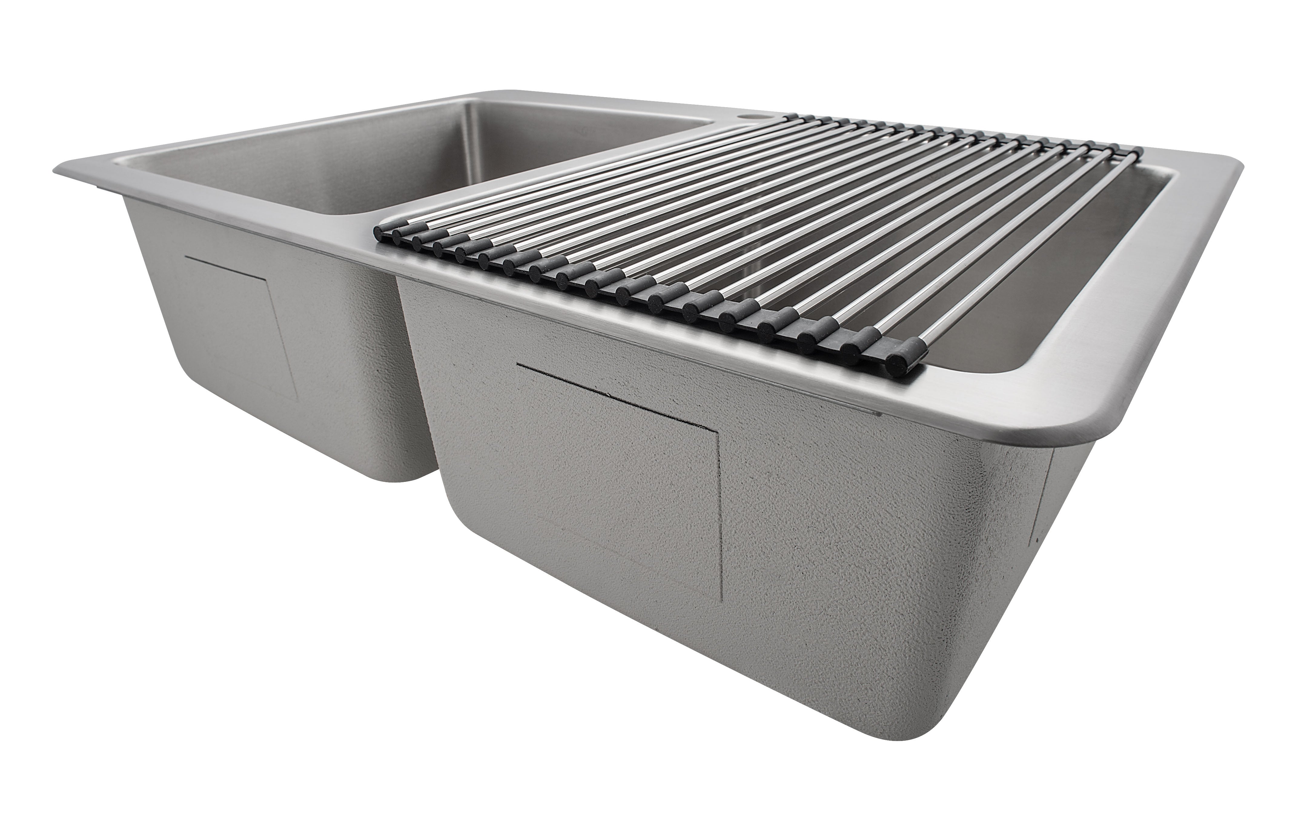 Multipurpose Over the Sink Roll-up Dish Drying Rack in Stainless Steel