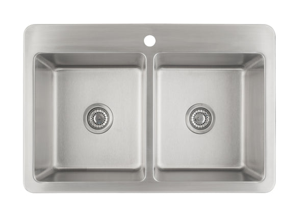 Valencia Series 33 in. x 22 in. Double Bowl Dual-Mount Kitchen Sink