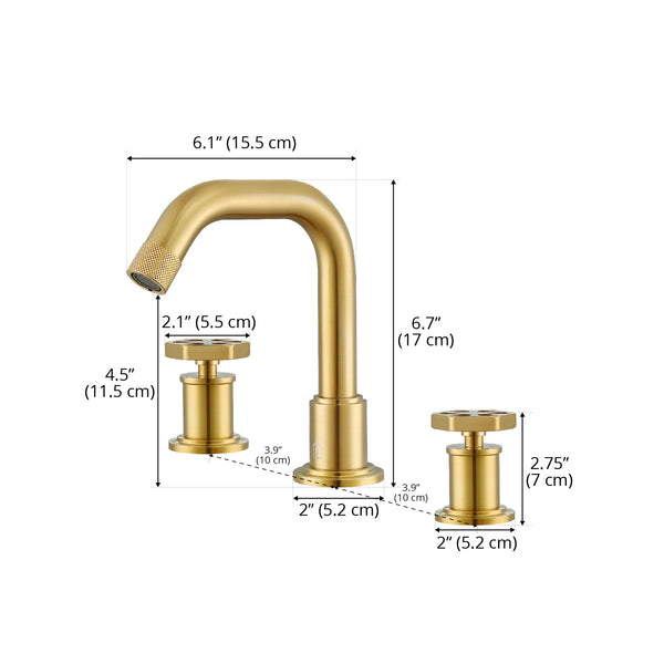 Ancona Industria Widespread Hexagonal Two-Handle 3-Hole Bathroom Faucet in Brushed Titanium Gold