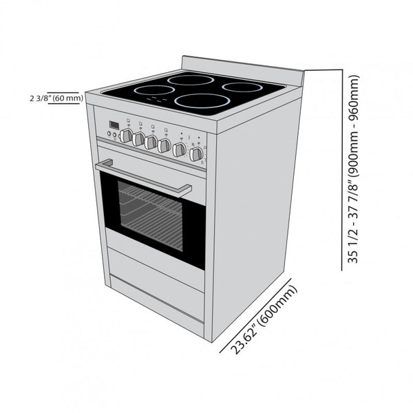 Cuisinière électrique à convection de 24 po en acier inoxydable - Unique  Appliances